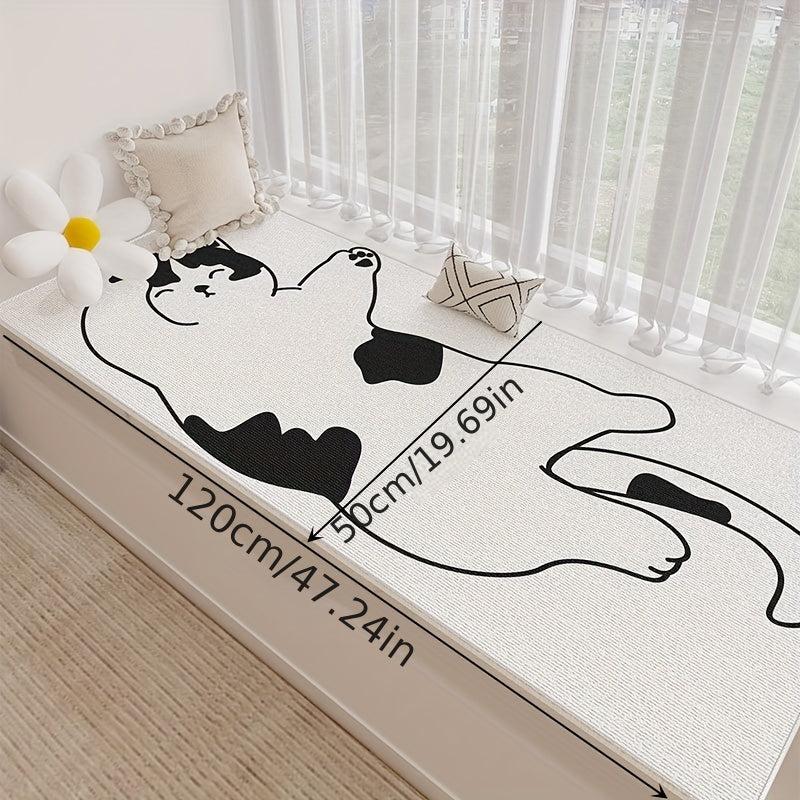 Lazy Animal Pattern Fleece Window Mat, Non-Slip Desk Bedroom Carpet
