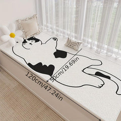 Lazy Animal Pattern Fleece Window Mat, Non-Slip Desk Bedroom Carpet