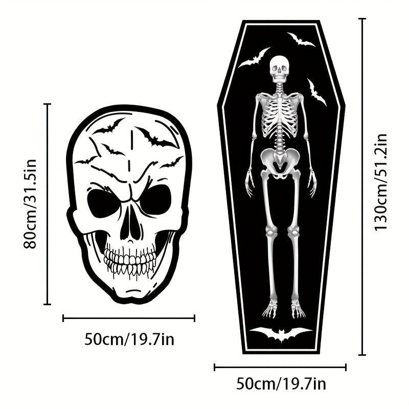 Halloween Skull Decorative Coffin Rug Bedside Carpet Living Room Floor Mat