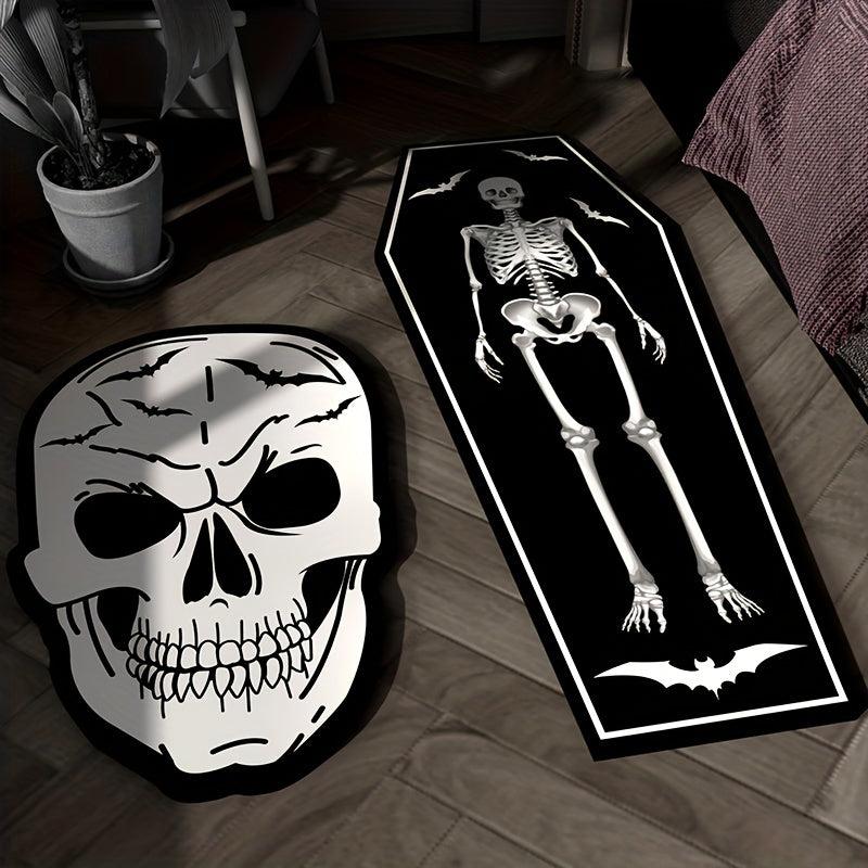 Halloween Skull Decorative Coffin Rug Bedside Carpet Living Room Floor Mat