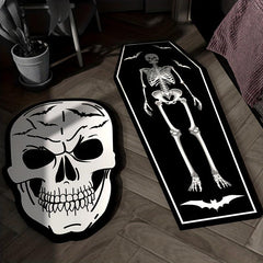 Halloween Skull Decorative Coffin Rug Bedside Carpet Living Room Floor Mat