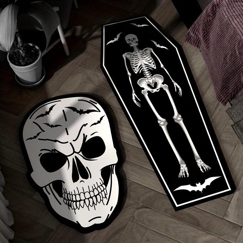 Halloween Skull Decorative Coffin Rug Bedside Carpet Living Room Floor Mat