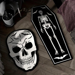 Halloween Skull Decorative Coffin Rug Bedside Carpet Living Room Floor Mat
