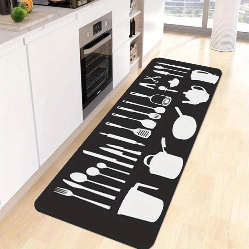 Kitchen Utensils Printing Floor Mat Non slip Waterproof Non Skid Kitchen Mats