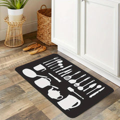 Kitchen Utensils Printing Floor Mat Non slip Waterproof Non Skid Kitchen Mats