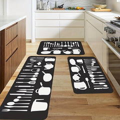Kitchen Utensils Printing Floor Mat Non slip Waterproof Non Skid Kitchen Mats