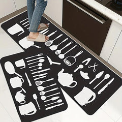 Kitchen Utensils Printing Floor Mat Non slip Waterproof Non Skid Kitchen Mats