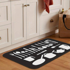 Kitchen Utensils Printing Floor Mat Non slip Waterproof Non Skid Kitchen Mats
