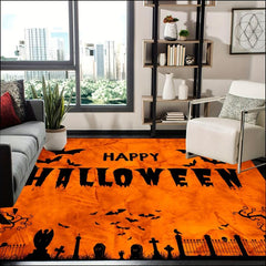 Non Slip Halloween Damask Pumpkin Area Rug for Living Room Bedroom Nursery