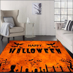 Non Slip Halloween Damask Pumpkin Area Rug for Living Room Bedroom Nursery