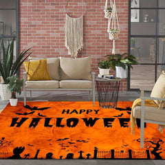 Non Slip Halloween Damask Pumpkin Area Rug for Living Room Bedroom Nursery