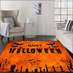 Non Slip Halloween Damask Pumpkin Area Rug for Living Room Bedroom Nursery