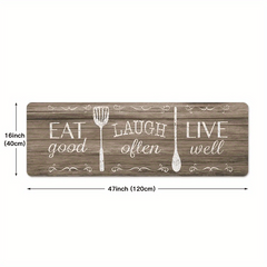 Eat Laugh Live Rug Vintage Wood Flooring Kitchen Mat
