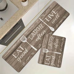 Eat Laugh Live Rug Vintage Wood Flooring Kitchen Mat