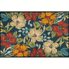 Floral Polyester Area Rug Stain/Water Resistant Non-Slip Indoor/Outdoor