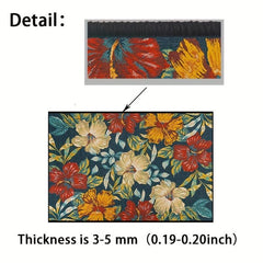 Floral Polyester Area Rug Stain/Water Resistant Non-Slip Indoor/Outdoor