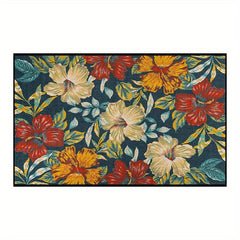 Floral Polyester Area Rug Stain/Water Resistant Non-Slip Indoor/Outdoor