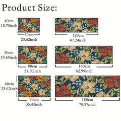 Floral Polyester Area Rug Stain/Water Resistant Non-Slip Indoor/Outdoor