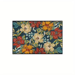 Floral Polyester Area Rug Stain/Water Resistant Non-Slip Indoor/Outdoor