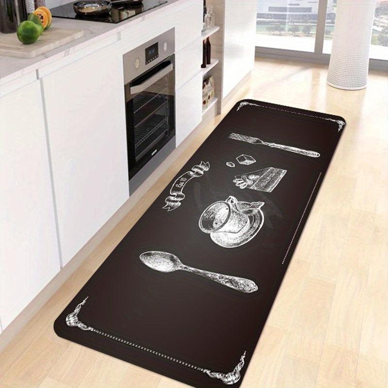 Coffee Cup Printed Kitchen Rug Anti-slip Memory Foam Mat