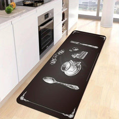 Coffee Cup Printed Kitchen Rug Anti-slip Memory Foam Mat