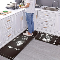 Coffee Cup Printed Kitchen Rug Anti-slip Memory Foam Mat