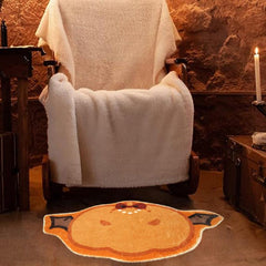 Fluffy Halloween Pumpkin Area Rug for Kids Bedroom