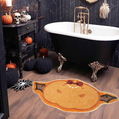 Fluffy Halloween Pumpkin Area Rug for Kids Bedroom