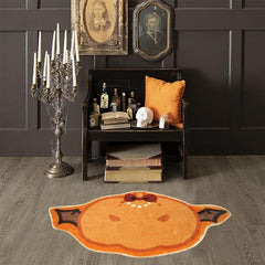 Fluffy Halloween Pumpkin Area Rug for Kids Bedroom