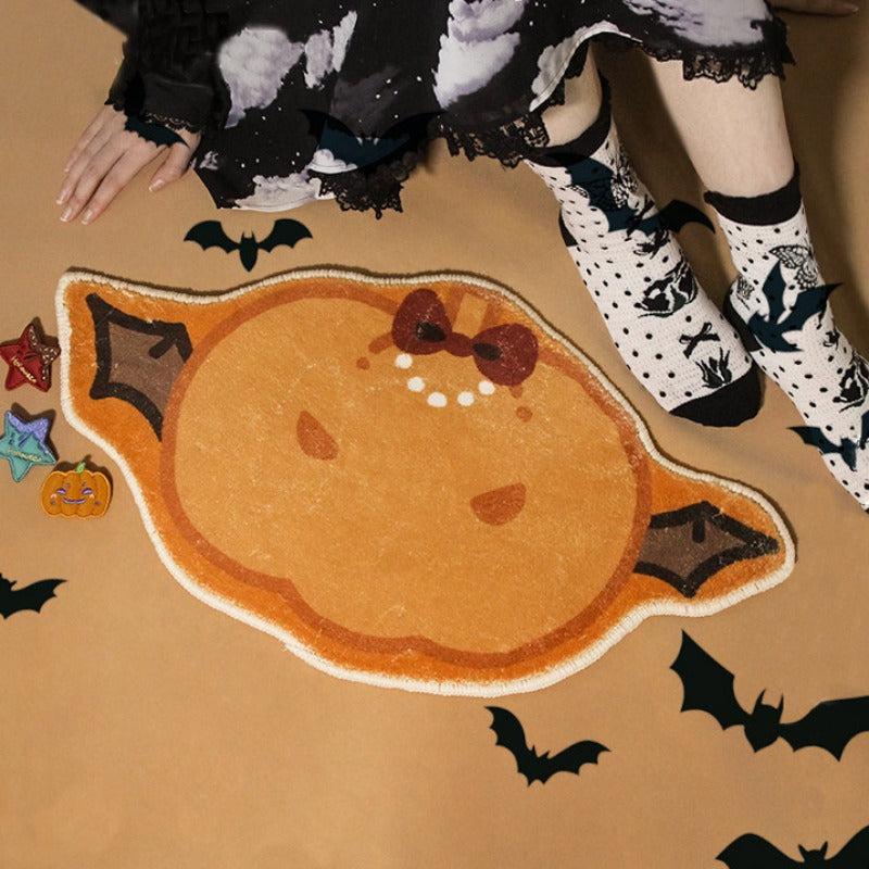 Fluffy Halloween Pumpkin Area Rug for Kids Bedroom