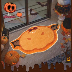 Fluffy Halloween Pumpkin Area Rug for Kids Bedroom