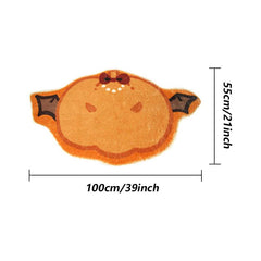 Fluffy Halloween Pumpkin Area Rug for Kids Bedroom