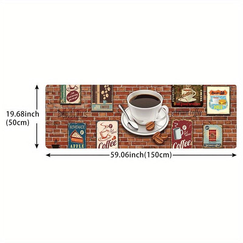 2pcs Boho Anti Fatigue Kitchen Rugs Coffee Wall Retro Kitchen Strip Floor Mat