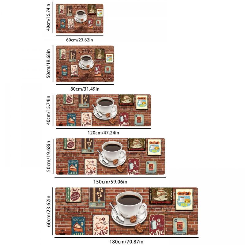 2pcs Boho Anti Fatigue Kitchen Rugs Coffee Wall Retro Kitchen Strip Floor Mat