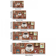 2pcs Boho Anti Fatigue Kitchen Rugs Coffee Wall Retro Kitchen Strip Floor Mat