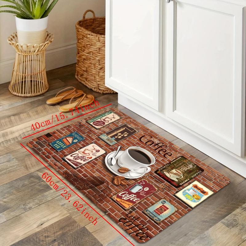 2pcs Boho Anti Fatigue Kitchen Rugs Coffee Wall Retro Kitchen Strip Floor Mat