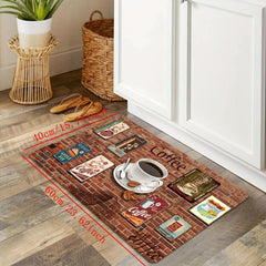 2pcs Boho Anti Fatigue Kitchen Rugs Coffee Wall Retro Kitchen Strip Floor Mat
