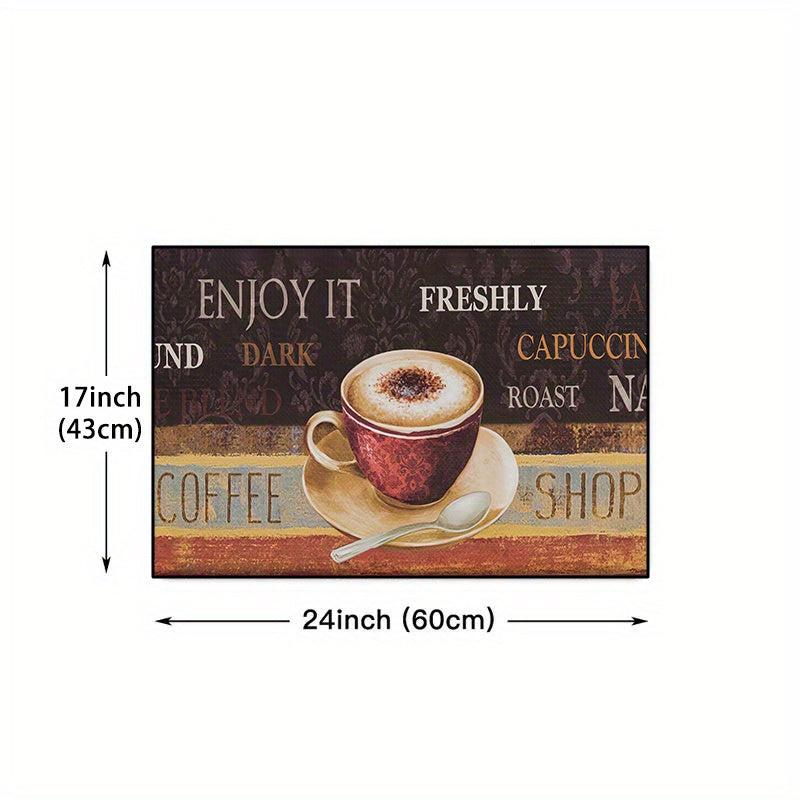 Coffee Printed Floor Mat Brown Coffee Cup Carpet Anti Fatigue Kitchen Carpet