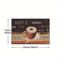 Coffee Printed Floor Mat Brown Coffee Cup Carpet Anti Fatigue Kitchen Carpet