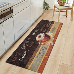 Coffee Printed Floor Mat Brown Coffee Cup Carpet Anti Fatigue Kitchen Carpet
