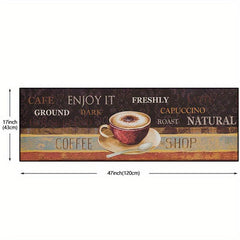 Coffee Printed Floor Mat Brown Coffee Cup Carpet Anti Fatigue Kitchen Carpet