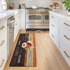Coffee Printed Floor Mat Brown Coffee Cup Carpet Anti Fatigue Kitchen Carpet