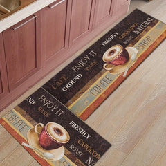 Coffee Printed Floor Mat Brown Coffee Cup Carpet Anti Fatigue Kitchen Carpet