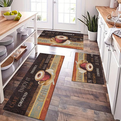 Coffee Printed Floor Mat Brown Coffee Cup Carpet Anti Fatigue Kitchen Carpet