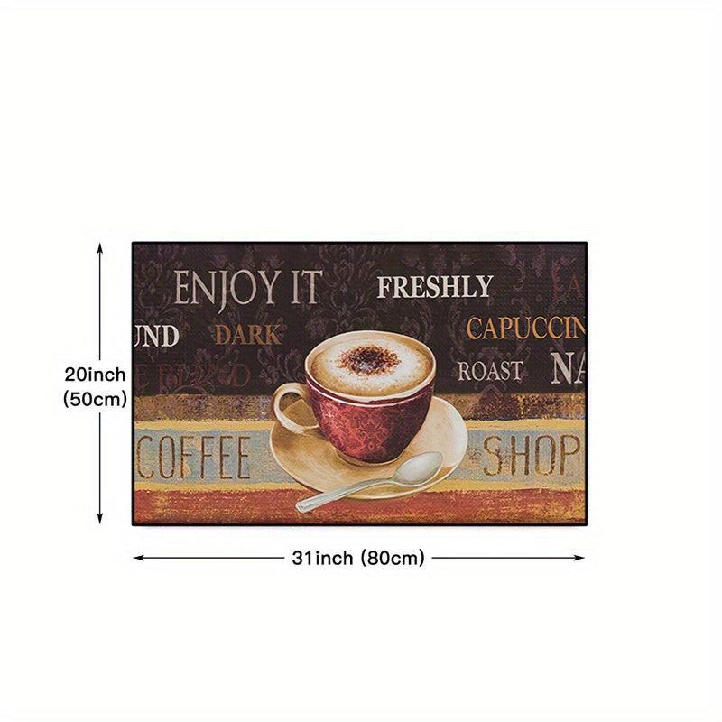 Coffee Printed Floor Mat Brown Coffee Cup Carpet Anti Fatigue Kitchen Carpet
