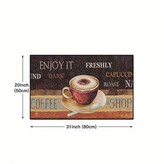 Coffee Printed Floor Mat Brown Coffee Cup Carpet Anti Fatigue Kitchen Carpet