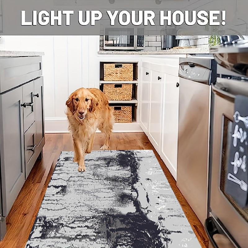 Modern Vintage Ink Blot Striped Area Rug Non Slip Microfiber Floor Mat