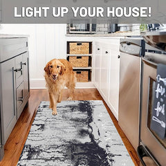 Modern Vintage Ink Blot Striped Area Rug Non Slip Microfiber Floor Mat