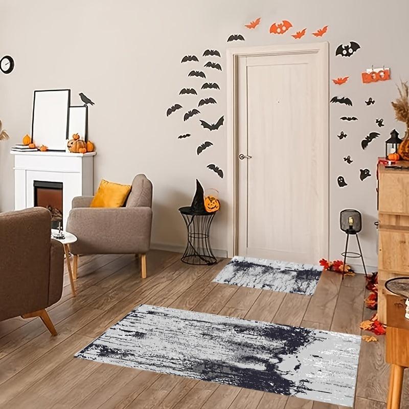 Modern Vintage Ink Blot Striped Area Rug Non Slip Microfiber Floor Mat