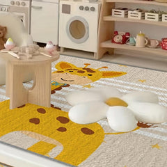 Fabric Giraffe Pattern Rug Small Animal Carpet Mat Non-slip Indoor Door Mat